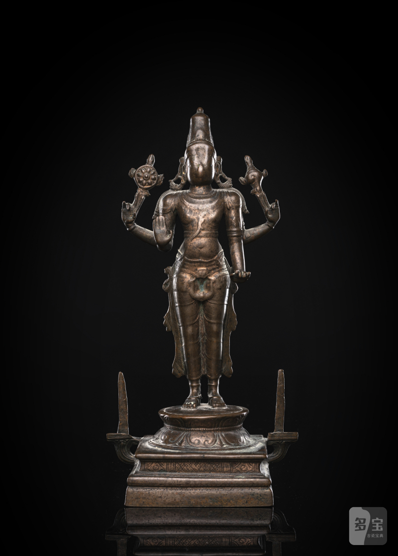 A BRONZE FIGURE OF VISHNU
